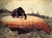 Winslow Homer Black Bear and Canoe oil painting artist